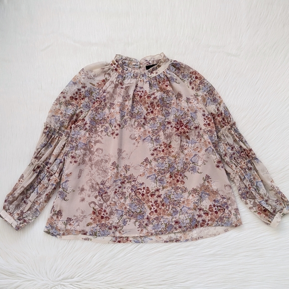 VICI Floral Ruffled High Neck Boho Blouse Top | S - Picture 2 of 12